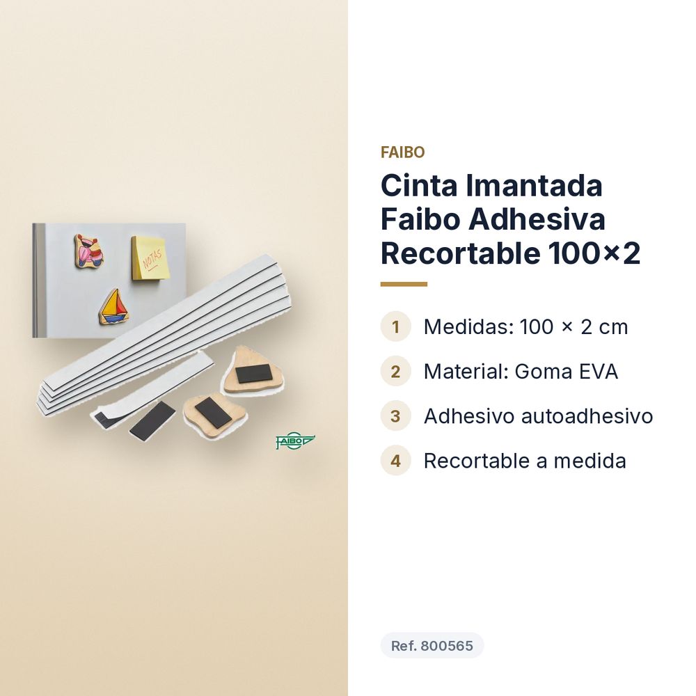 CINTA IMANTADA FAIBO ADHESIVA RECORTABLE 100X2 - características principales