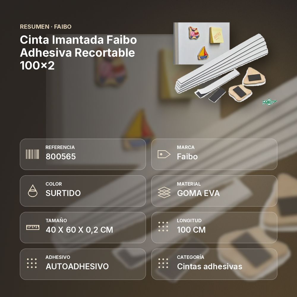 CINTA IMANTADA FAIBO ADHESIVA RECORTABLE 100X2 - resumen de atributos