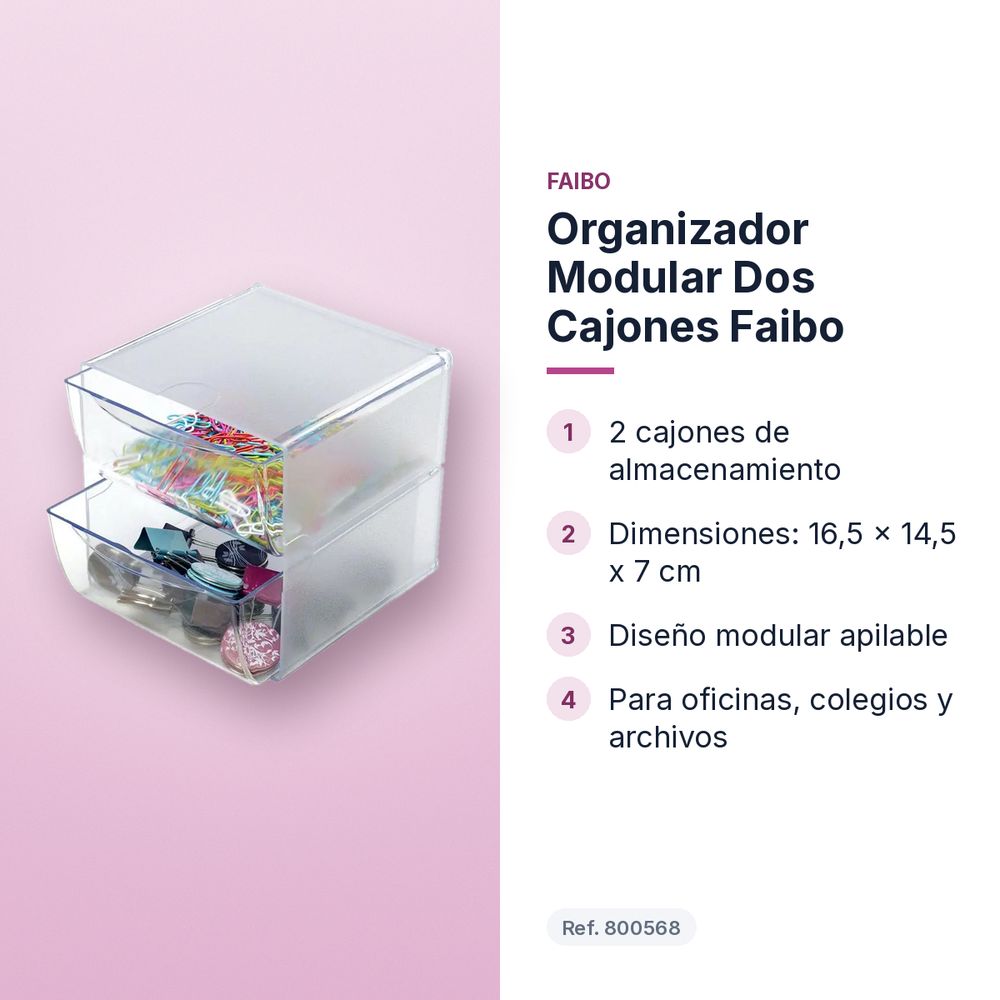 ORGANIZADOR MODULAR DOS CAJONES FAIBO  - características principales