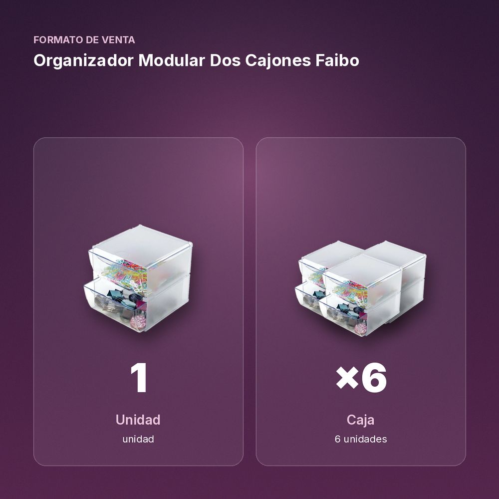 ORGANIZADOR MODULAR DOS CAJONES FAIBO  - formato de venta: caja de 6