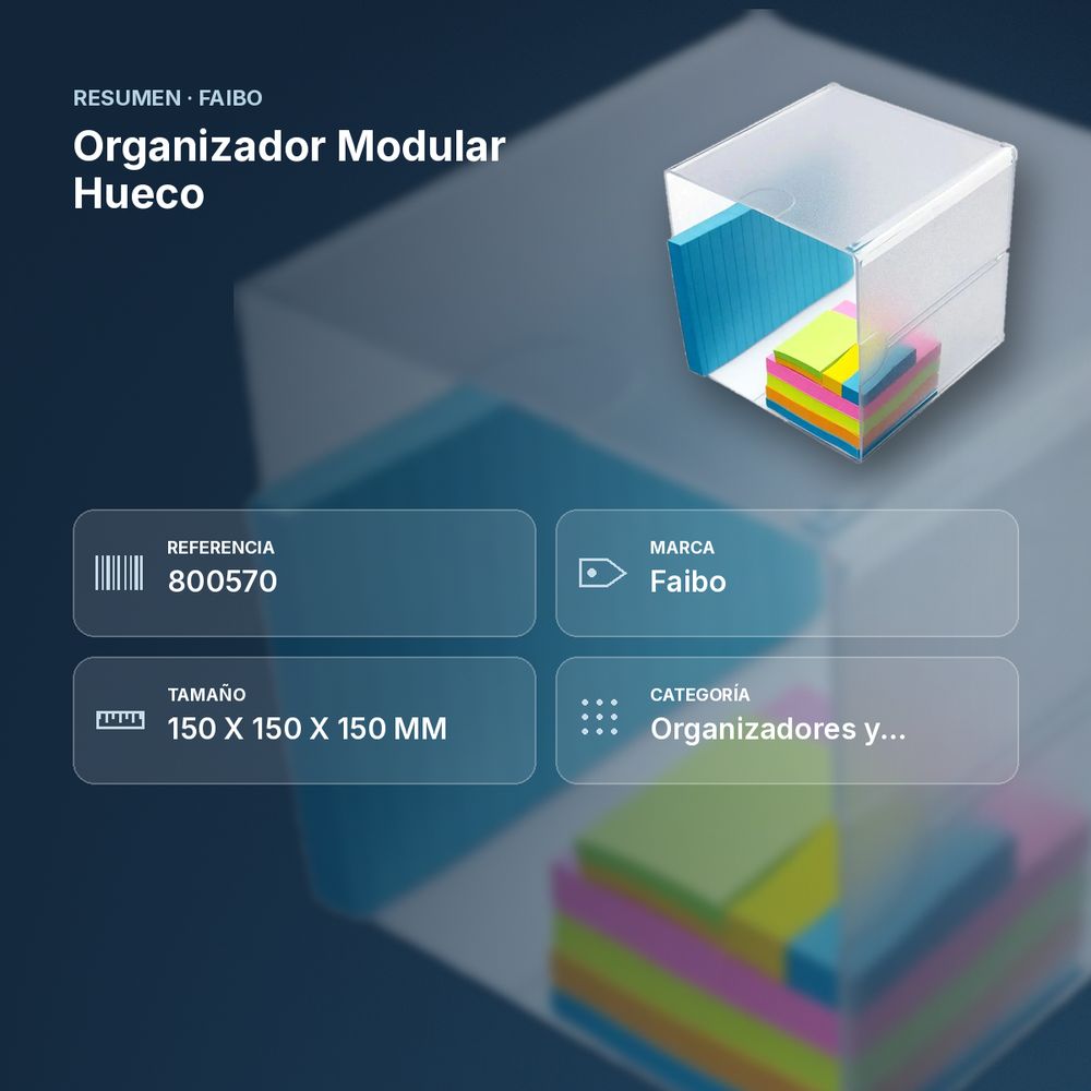 ORGANIZADOR MODULAR HUECO  - resumen de atributos