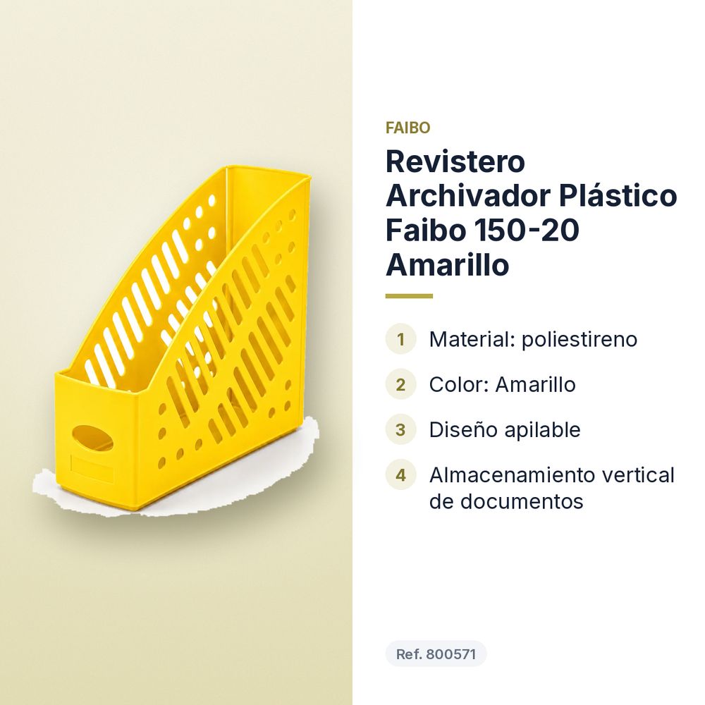 REVISTERO ARCHIVADOR PLÁSTICO FAIBO 150-20 AMARILLO - características principales