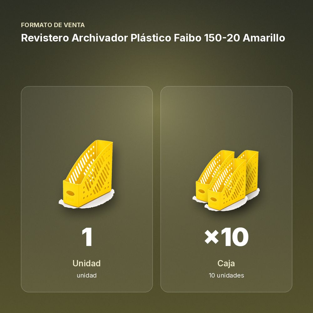REVISTERO ARCHIVADOR PLÁSTICO FAIBO 150-20 AMARILLO - formato de venta: caja de 10