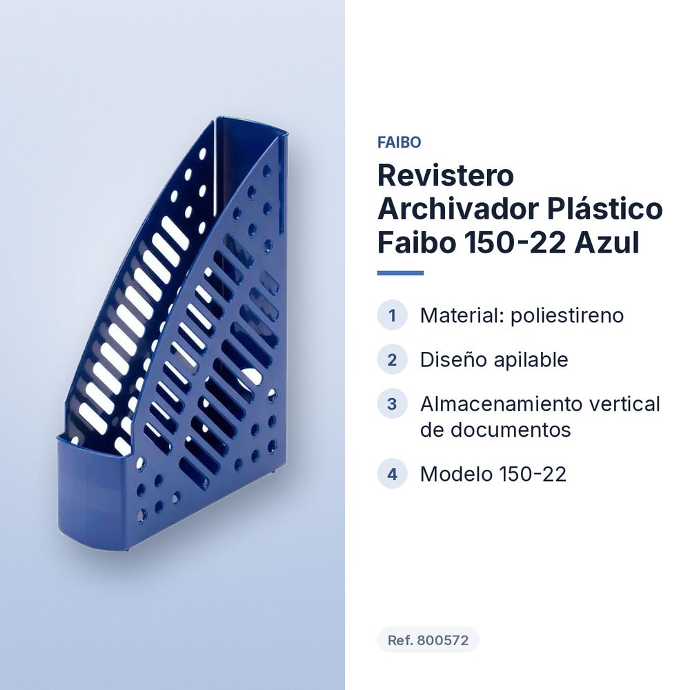 REVISTERO ARCHIVADOR PLÁSTICO FAIBO 150-22 AZUL - características principales