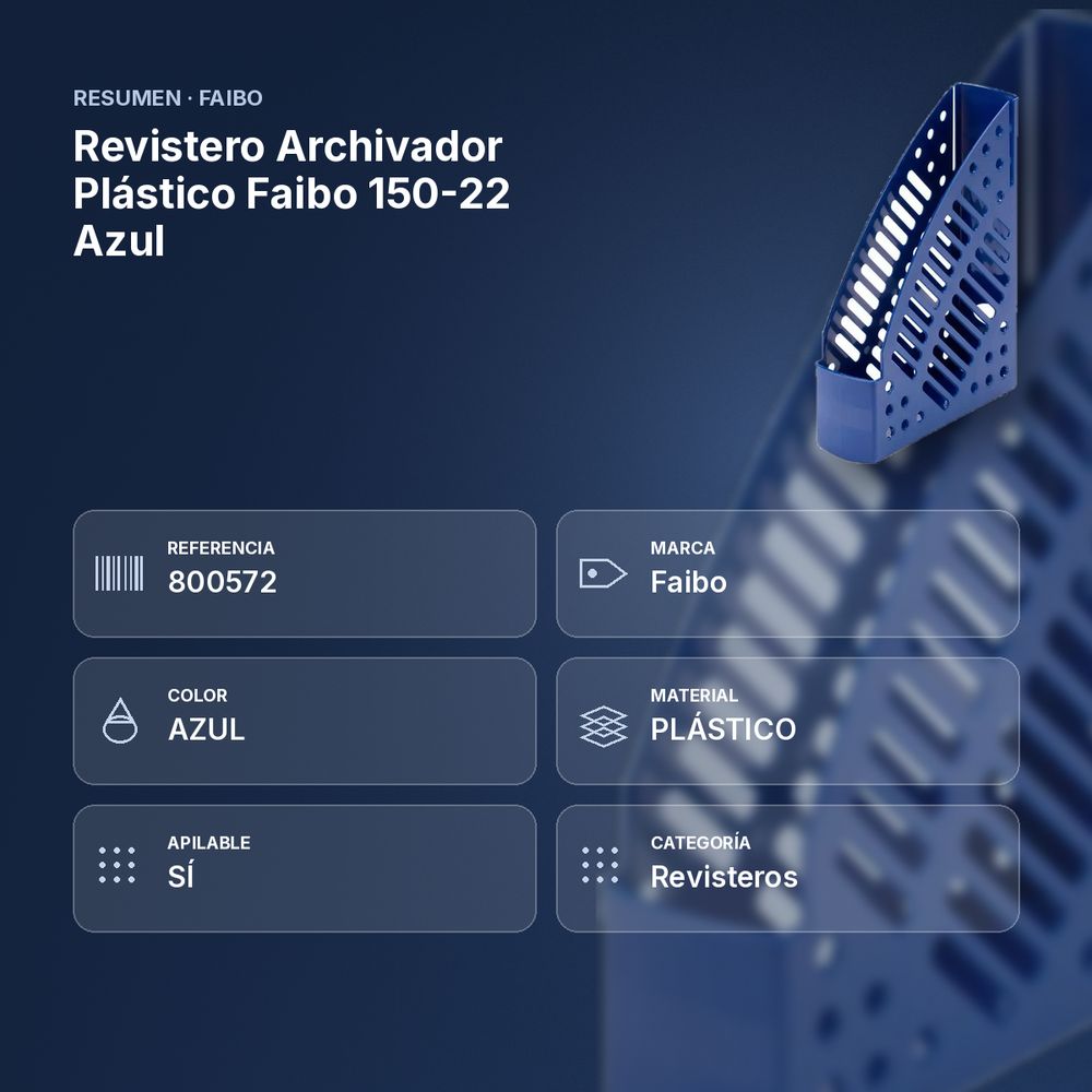 REVISTERO ARCHIVADOR PLÁSTICO FAIBO 150-22 AZUL - resumen de atributos