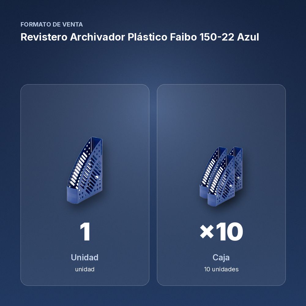 REVISTERO ARCHIVADOR PLÁSTICO FAIBO 150-22 AZUL - formato de venta: caja de 10
