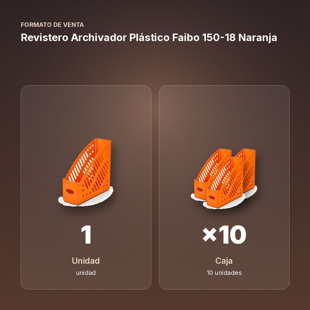 REVISTERO ARCHIVADOR PLÁSTICO FAIBO 150-18 NARANJA - formato de venta: caja de 10