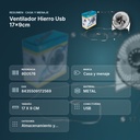 VENTILADOR HIERRO USB 17X9CM - resumen de atributos