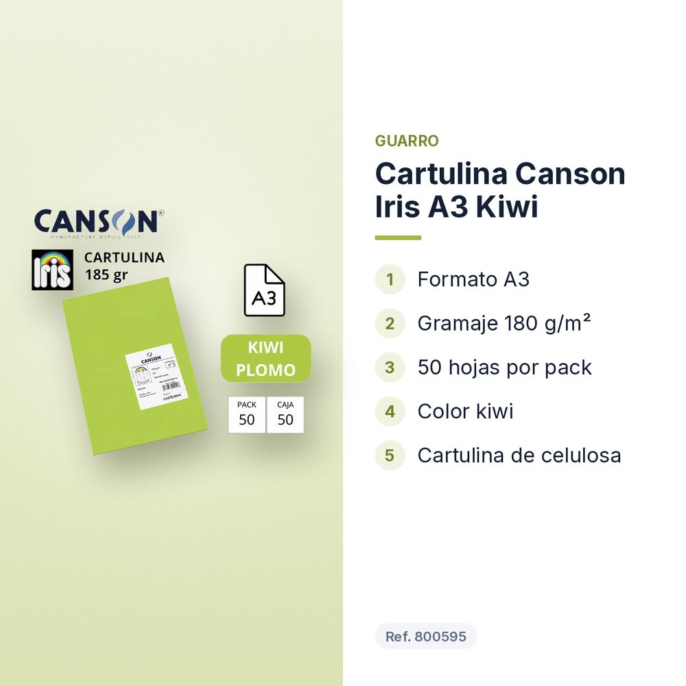 CARTULINA CANSON IRIS A3 KIWI - características principales