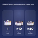 ROTULADOR PIZARRA BLANCA HARMONY 12 COLORES RAYLU - formato de venta: paquete de 10, caja de 40
