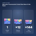 MARCADOR FLUORESCENTE CRISTAL GLOW NEON 6 UDS RAYLU - formato de venta: paquete de 12, caja de 144