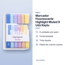 MARCADOR FLUORESCENTE HIGHLIGHT MUTED 6 UDS RAYLU - características principales