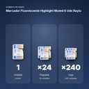 MARCADOR FLUORESCENTE HIGHLIGHT MUTED 6 UDS RAYLU - formato de venta: paquete de 24, caja de 240