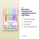 MARCADOR FLUORESCENTE HIGHLIGHT PASTEL 6 UDS RAYLU - características principales