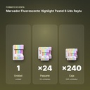 MARCADOR FLUORESCENTE HIGHLIGHT PASTEL 6 UDS RAYLU - formato de venta: paquete de 24, caja de 240