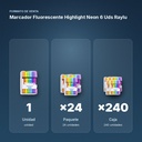 MARCADOR FLUORESCENTE HIGHLIGHT NEON 6 UDS RAYLU  - formato de venta: paquete de 24, caja de 240