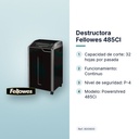 DESTRUCTORA FELLOWES 485CI - características principales