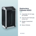 DESTRUCTORA FELLOWES 425CI - características principales
