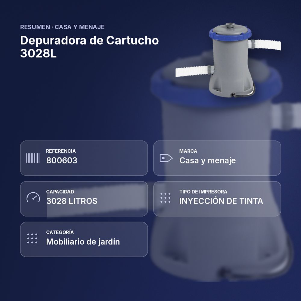 DEPURADORA DE CARTUCHO 3028L - resumen de atributos