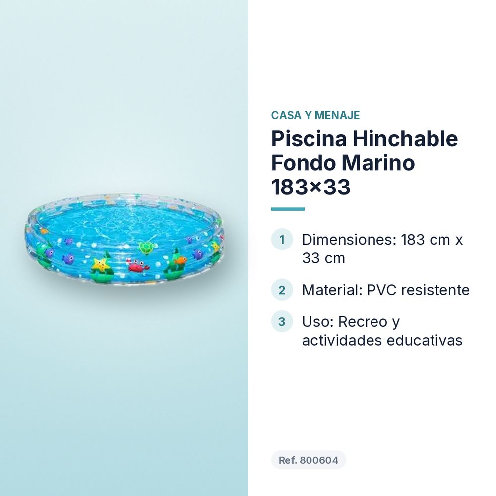 PISCINA HINCHABLE FONDO MARINO 183X33 - características principales