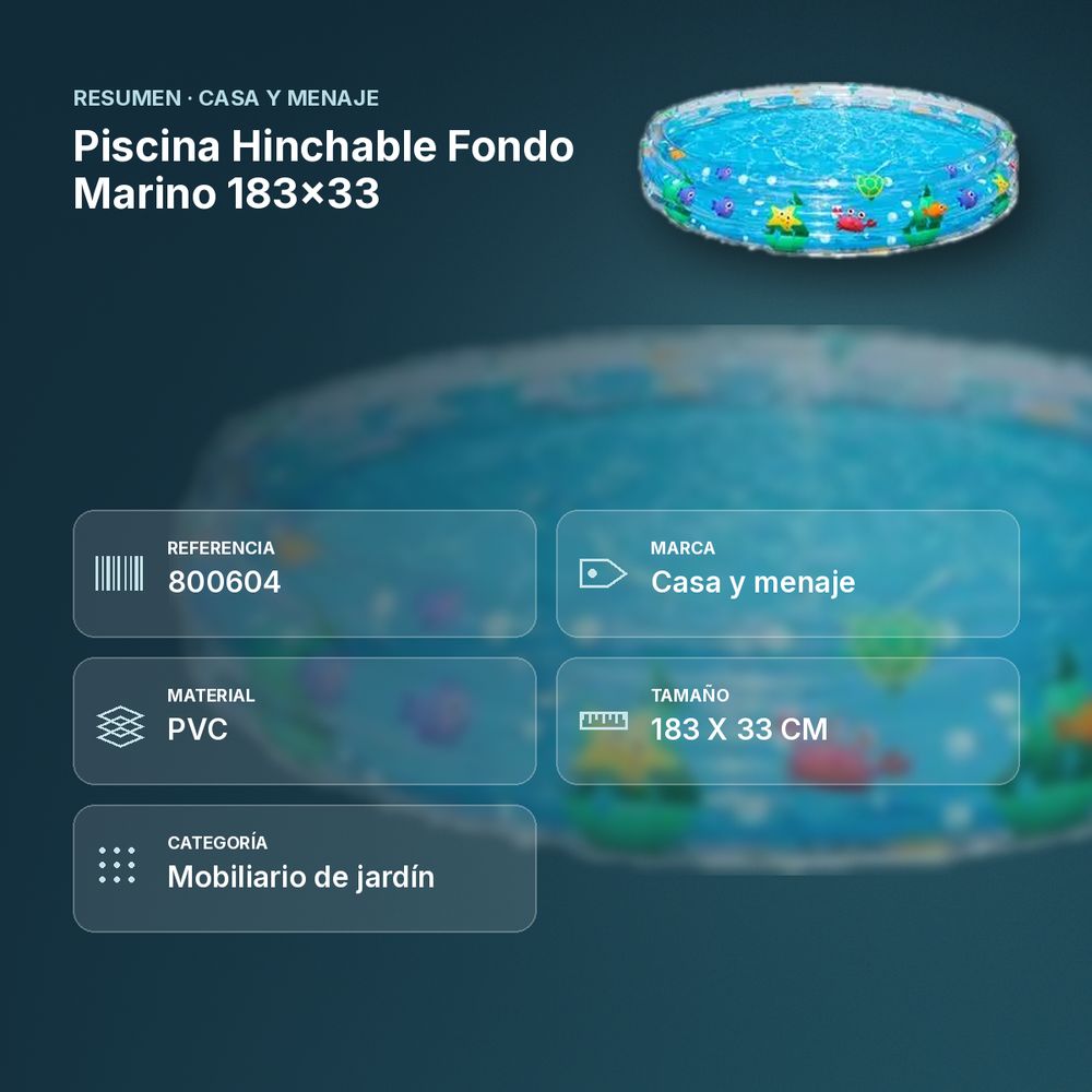 PISCINA HINCHABLE FONDO MARINO 183X33 - resumen de atributos