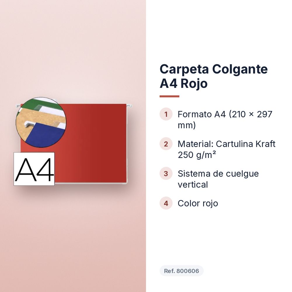 CARPETA COLGANTE A4 ROJO  - características principales