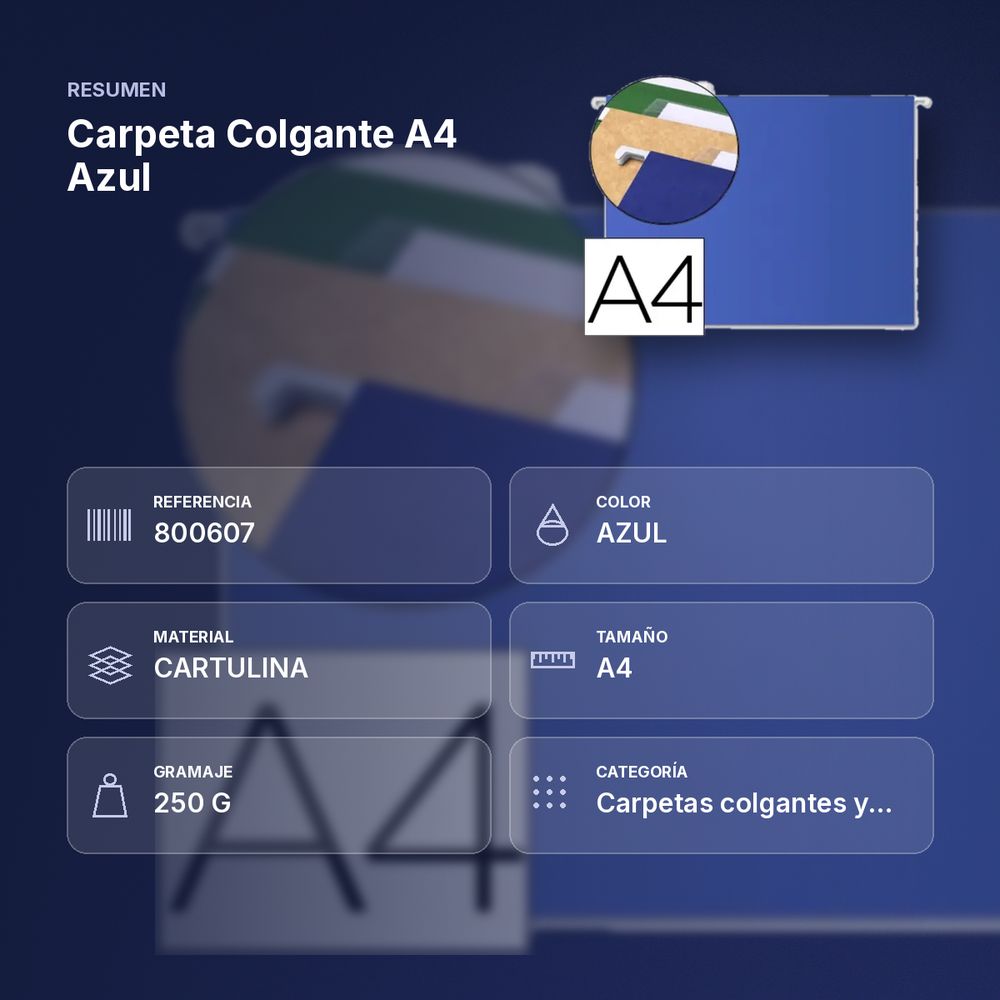 CARPETA COLGANTE A4 AZUL   - resumen de atributos