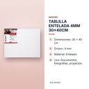 TABLILLA ENTELADA 4MM 30x40CM  - características principales