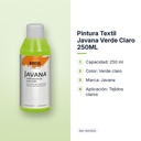 PINTURA TEXTIL JAVANA VERDE CLARO 250ML        - características principales