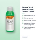 PINTURA TEXTIL JAVANA VERDE OSCURO 250ML        - características principales