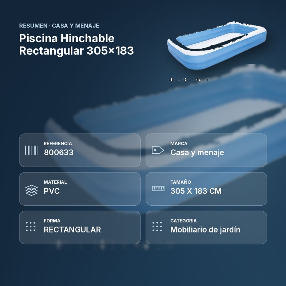PISCINA HINCHABLE RECTANGULAR 305X183 - resumen de atributos