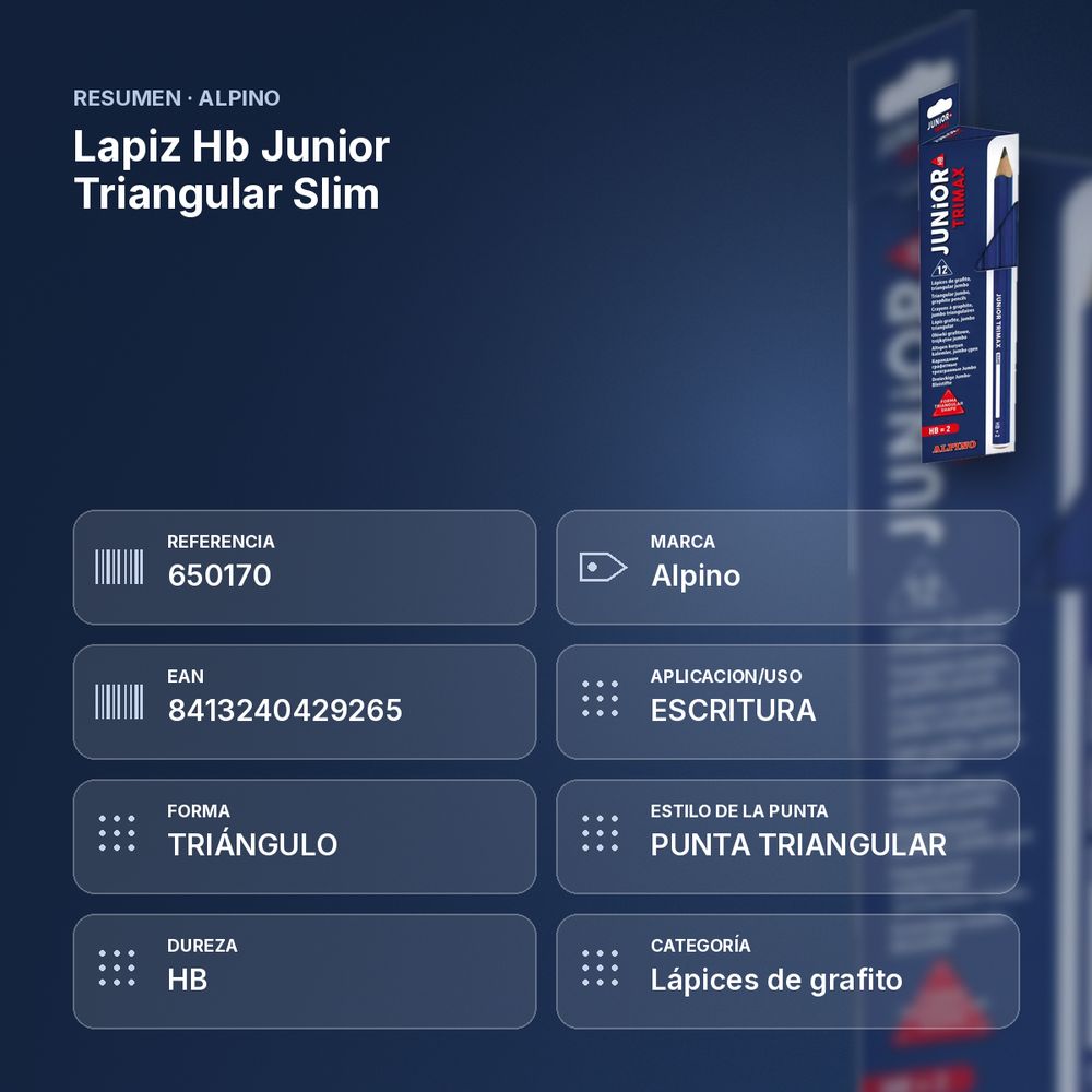 LAPIZ HB JUNIOR TRIANGULAR SLIM - resumen de atributos