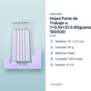 HOJAS PARTE DE TRABAJO A 1+0.10X21.5.90GRAMOS 1000UD - características principales