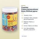 CUENTAS CUBOS,LETRASCOLORES 6MM,1000UD,APROX - características principales