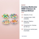 CUENTAS MULTICOLOR 9MM 4 BOLSAS DE 400UD.1600UD  - características principales