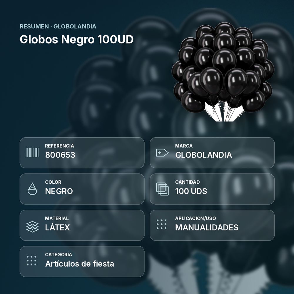 GLOBOS NEGRO 100UD - resumen de atributos