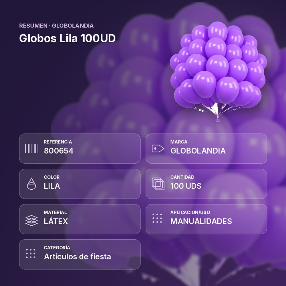 GLOBOS LILA 100UD  - resumen de atributos