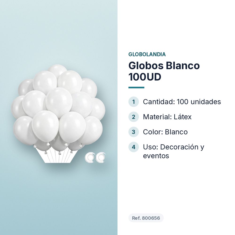 GLOBOS BLANCO 100UD    - características principales