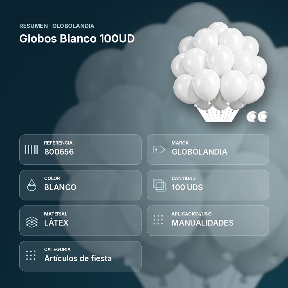 GLOBOS BLANCO 100UD    - resumen de atributos