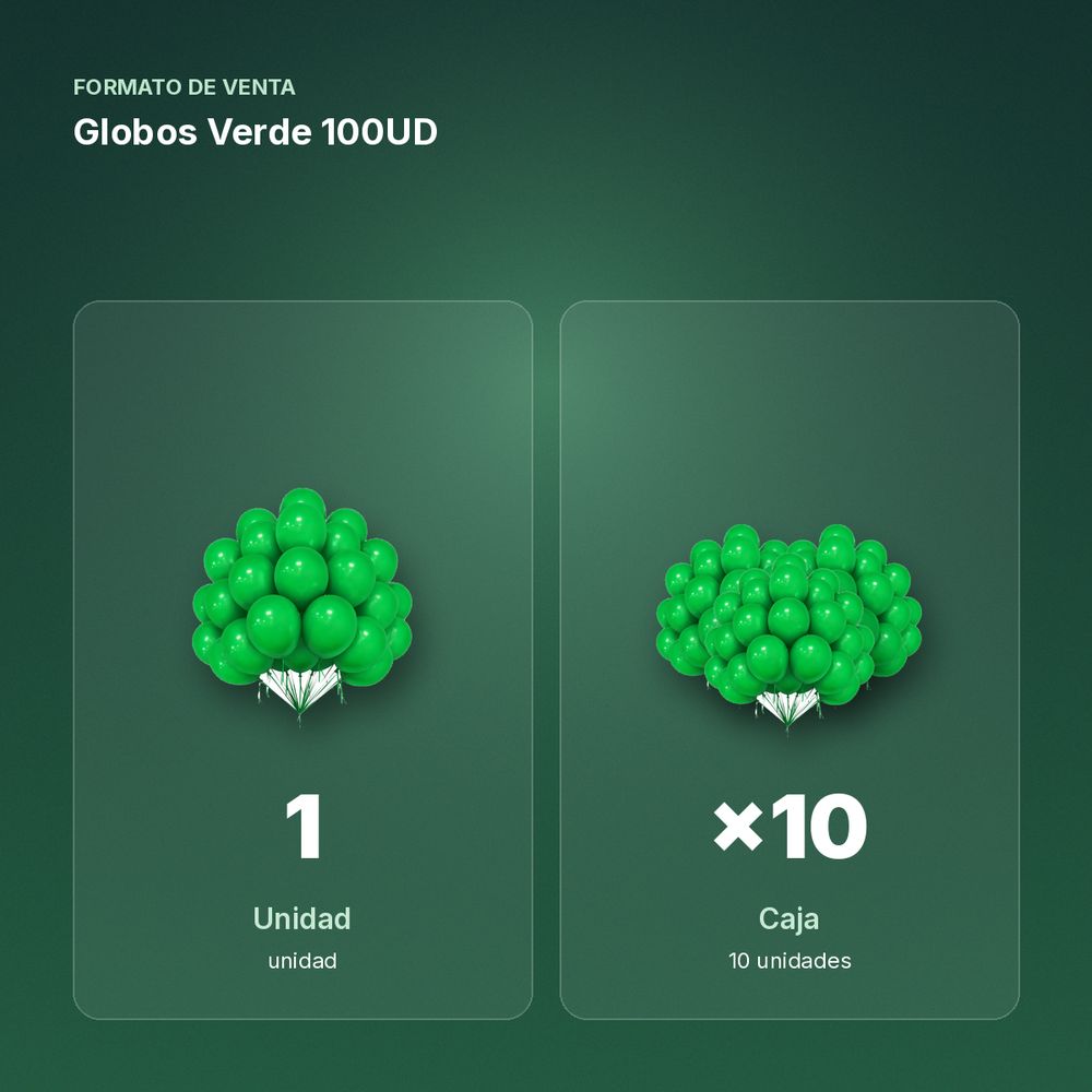 GLOBOS VERDE 100UD    - formato de venta: caja de 10