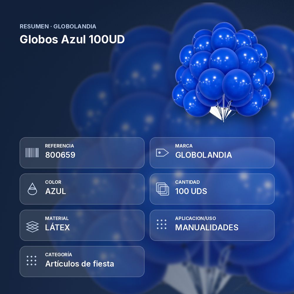 GLOBOS AZUL 100UD   - resumen de atributos