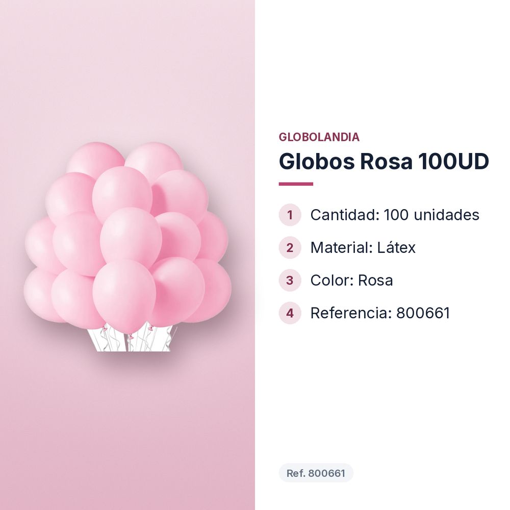 GLOBOS ROSA 100UD  - características principales