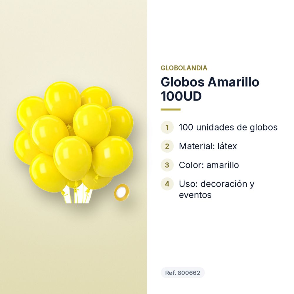 GLOBOS AMARILLO 100UD  - características principales