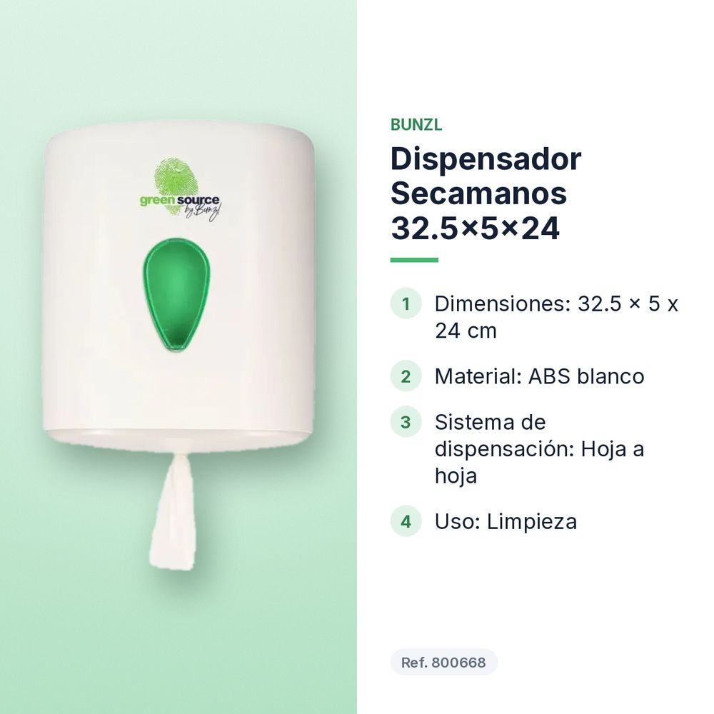 DISPENSADOR SECAMANOS 32.5X5X24 - características principales