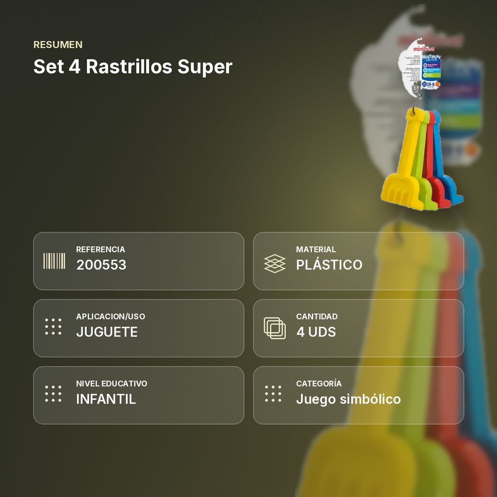 SET 4 RASTRILLOS SUPER - resumen de atributos
