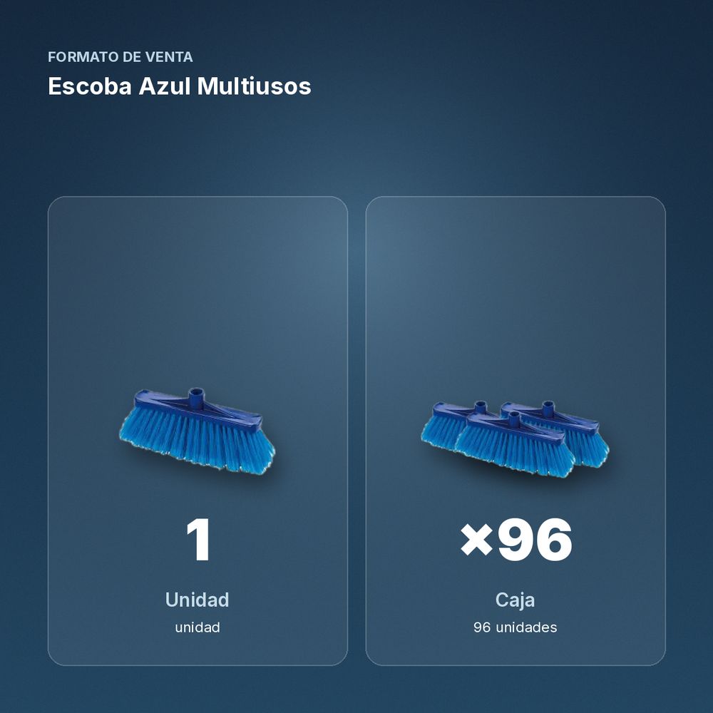ESCOBA AZUL MULTIUSOS  - formato de venta: caja de 96