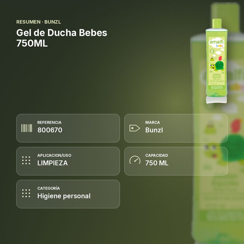 GEL DE DUCHA BEBES 750ML - resumen de atributos