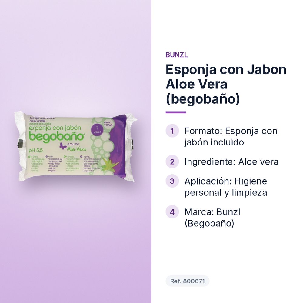 ESPONJA CON JABON ALOE VERA (BEGOBAÑO) - características principales