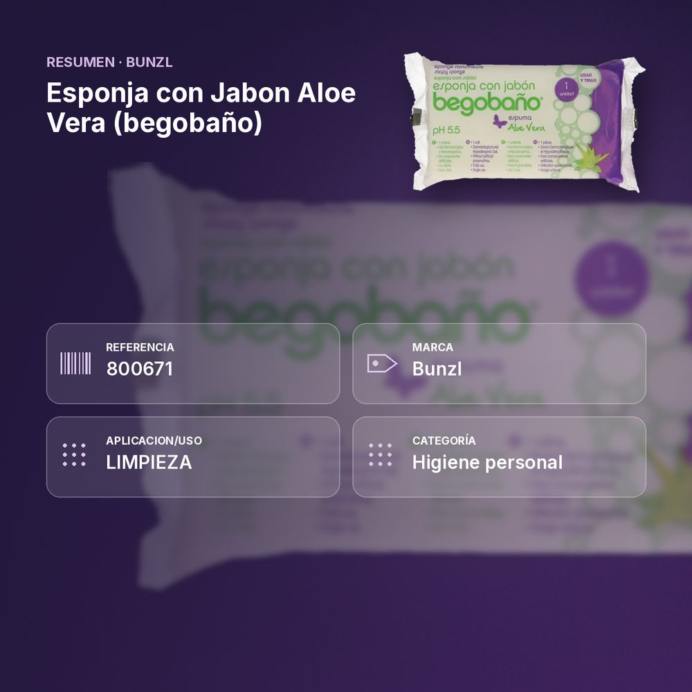 ESPONJA CON JABON ALOE VERA (BEGOBAÑO) - resumen de atributos