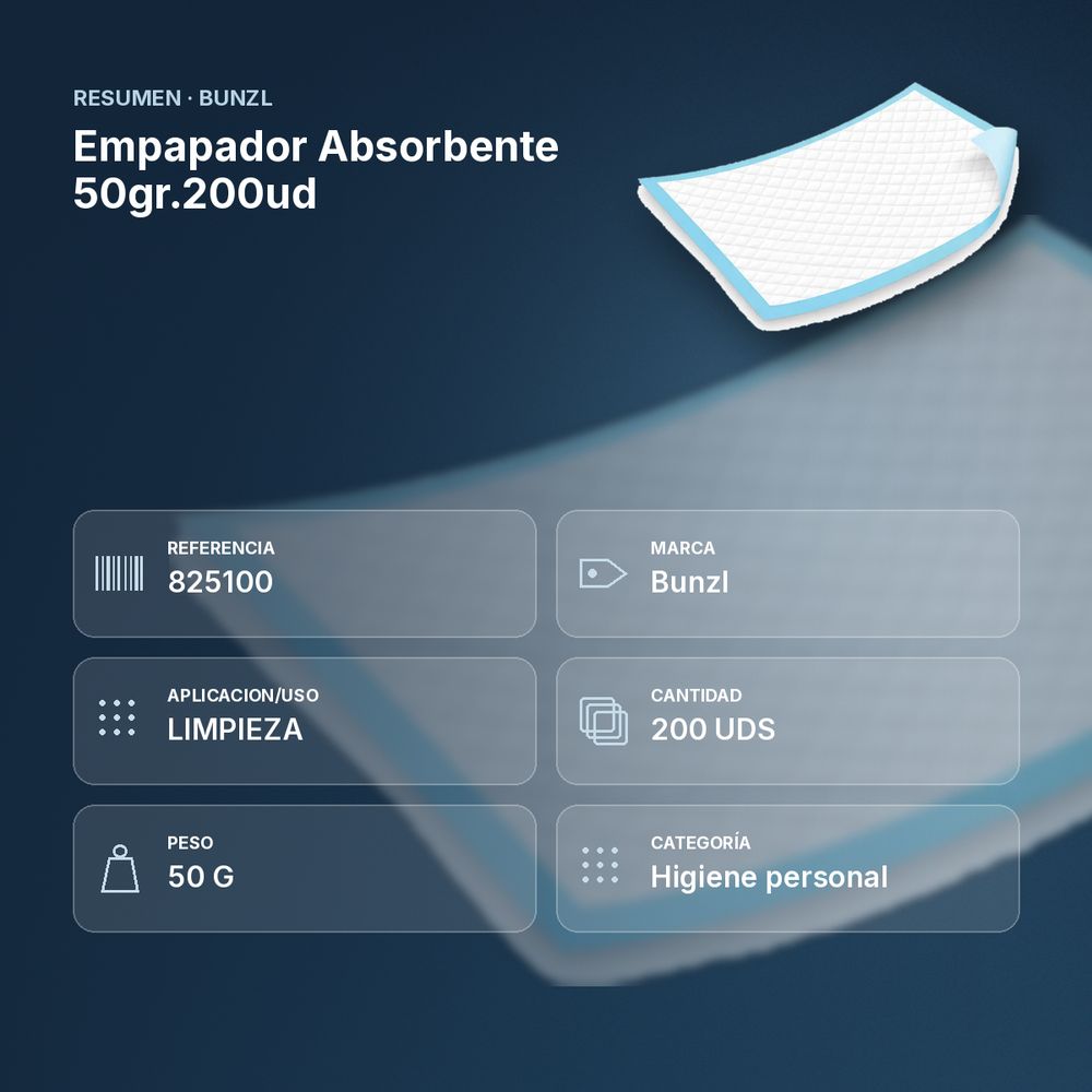 EMPAPADOR ABSORBENTE 50GR.200UD - resumen de atributos
